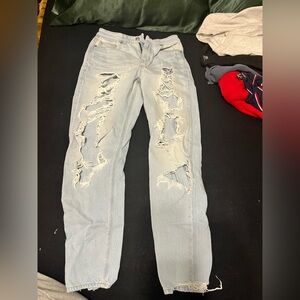 American Eagle Outfitters Light Blue Ripped Boyfriend Jeans